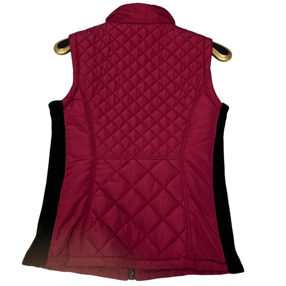 Andrew Marc Womens Puffer Vest Small Burgandy/Black Padded Sleeveless Jacket Zip - Picture 2 of 12